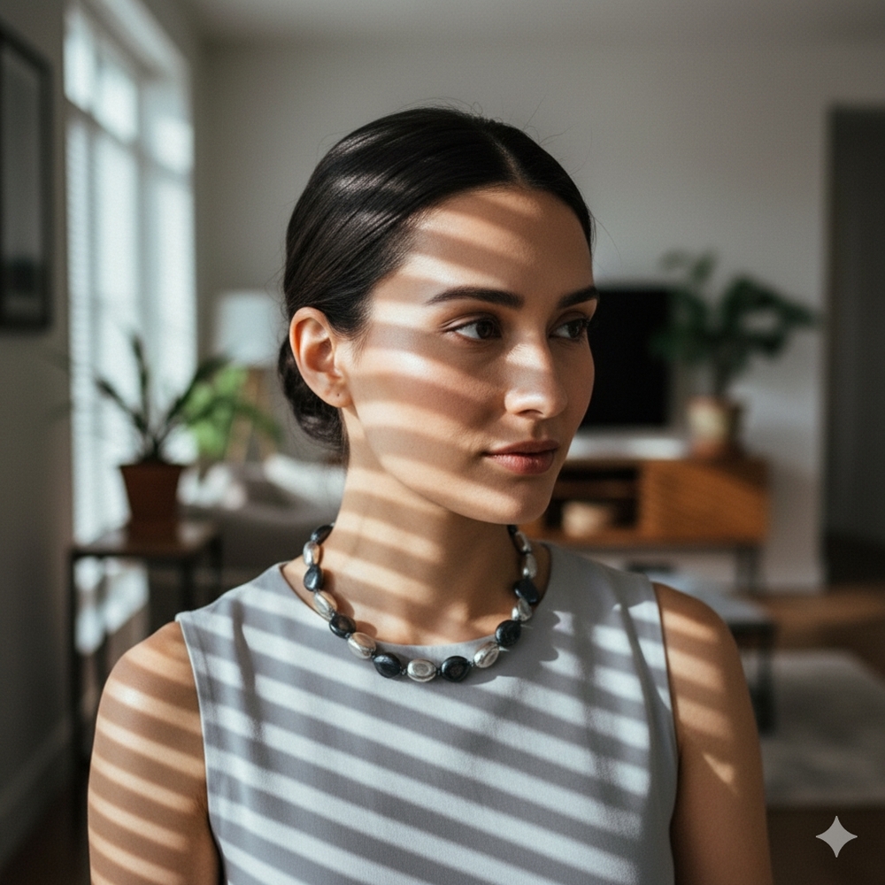 Black and Silver mirrored necklace